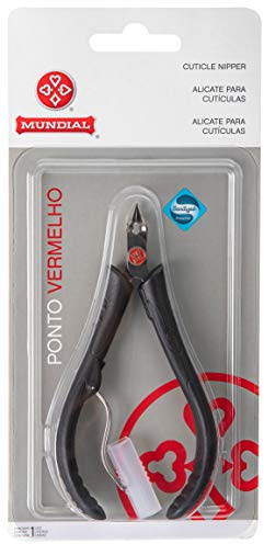 Mundial 171-PR - Pinza per cuticole, punta in acciaio INOX, con manici ergonomici, colore: Nero