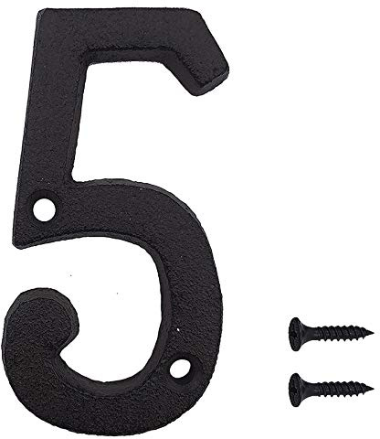 INCREWAY Hausnummern aus Gusseisen, 7,6 cm, schwarz, Retro, Hausnummern, Briefnummern, für Café, Bar, Restaurant (5)