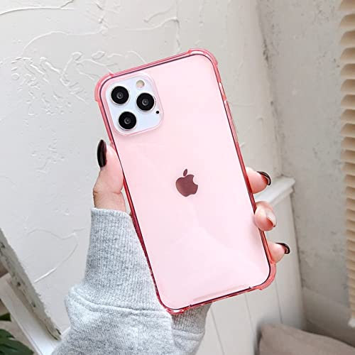 Custodia in Silicone Antiurto per iPhone 13 12 Mini 11 PRO X XR XS Max 6 6S 7 8 Plus SE Custodia Protettiva Trasparente Cover Posteriore, Rosa, per iPhone 11 PRO