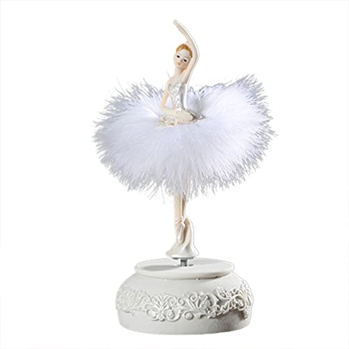 GEQIAN Ballerina Spieluhr - Tanzendes Mädchen Schwanensee Karussell mit Feder als Geburtstagsgeschenk für Mädchen und Frauen