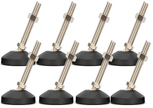 Drenky Pied Réglable, M10 x 80mm Pieds de Nivellement à Toute épreuve en Acier Inoxydable 8 pièces Antidérapant Vis de Réglage Angle avec écrou en T pour Meubles