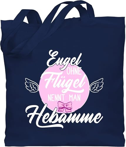 Baumwolltasche - Beruf und Job Geschenke - Engel ohne Flügel nennt man Hebamme - rosa - Unisize - Navy Blau - kollegen geschenk arbeit beutel weihnachten hebammen stoffbeutel bag jutebeutel