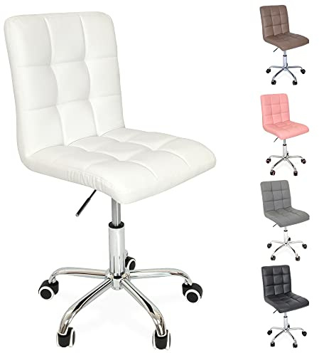 BELTOM® Silla giratoria de Altura con Ruedas Ajustable para Escritorio de Oficina, Estudio de PC - Blanco