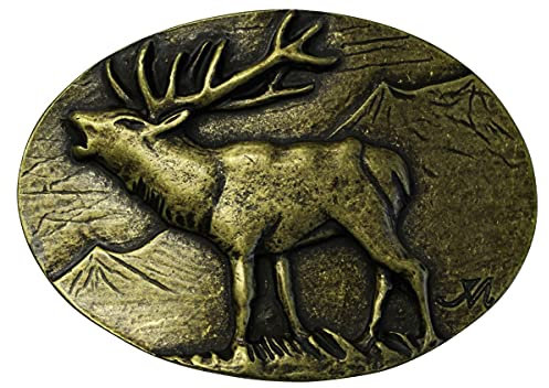 BELTINGER Gürtelschnalle Hirsch 4,0 cm | Buckle Wechselschließe Gürtelschließe 40mm Massiv | für Jagd-Outfit | Wechselgürtel bis 4cm | Altmessing