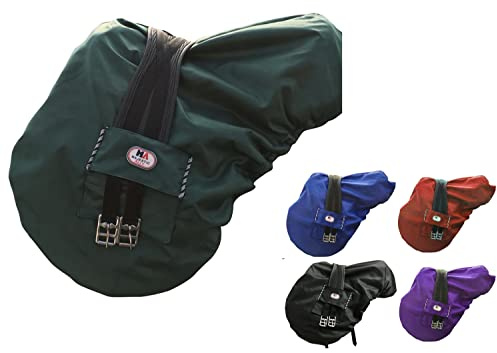 Majestic Ally Nylon Waterproof Fleece Lined Ride On English Saddle Cover-Multiple Color (Hunter Green)