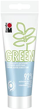 Marabu 14500050256 - GREEN LINE Alkyd-Farbe, pastellblau, 100 ml Malfarbe auf Wasserbasis, klimaneutral, matt, lichtecht, wetterfest (nach 24h Durchtrocknung), 92 % aus natürlichen Rohstoffen
