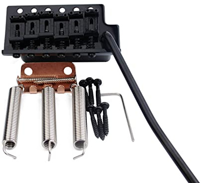 Guyker Tremolo Bridge Vintage Bent Steel Saddles and Zinc Block Compatible with Start ST Electric Guitar (GG-1004, Black)