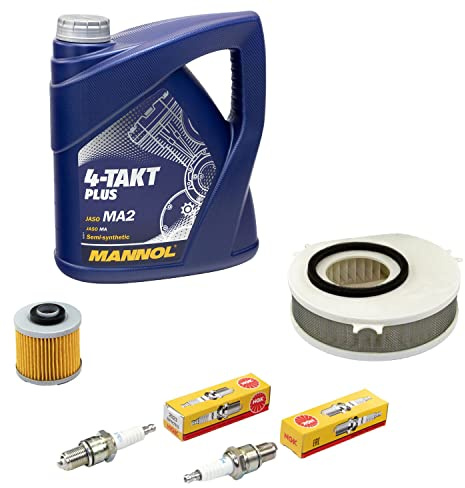 Wartungspaket Öl 4L + Luftfilter + Ölfilter + Zündkerzen für Yamaha XVS 1100 XVS1100 Dragstar VP05 VP16 Baujahr 1999-2007