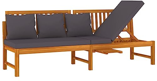 vidaXL Tagesbett mit Grauen Kissen 200x60x75 cm Massivholz Akazie, Bettsofa, Gästebett, Bett, Schlafsofa, Schlafcouch, Bettgestell, Beistellbett