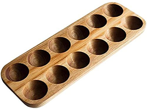 Boîte de Rangement à Double rangée en Bois de 12 Trous, D'Oeufs Maison Organisateur Support Oeufs Titulaire Cuisine DéCor Accessoires