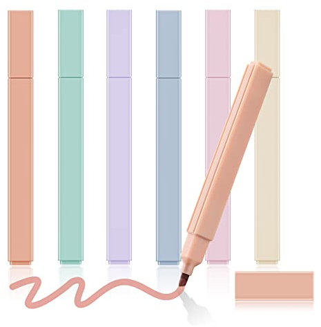 Ästhetische Textmarker Pastell，6 PCS Highlighter Pen，Text stifte Pastell，Mildliner brush Aesthetic，Marker Pastell für Journaling Note Nehmen Schulbüro Stationäre…