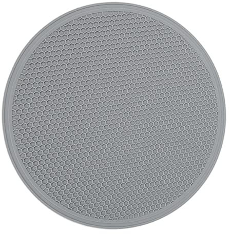 NARENDRA 30 cm Große Silikonmatte Untersetzer Material Tischset rutschfeste Tischset Küchenzubehör Gadgets Runde Tassenmatte-China, Grau, 30 cm, Rund