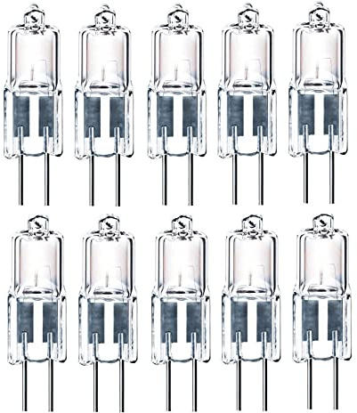 10pcs G4 Halogen Light Bulb 10W T3 JC Type Clear 12V AC/DC Bi-Pin Bulb for Landscape Lighting,Accent Track Under Cabinet Puck Light 360° Warm White (watts, 10)