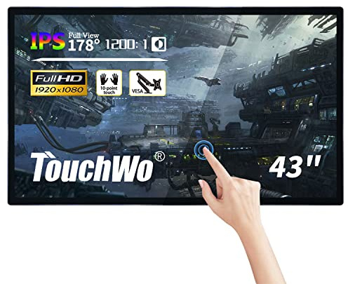 TouchWo 43 Zoll Interaktiver Touchscreen-Monitor, Smart Board mit Wandhalterung, Präsentations-Whiteboard All-in-One-Touchscreen-PC für Büro & Klassenzimmer, Core i7 8 GB RAM & 256 GB ROM