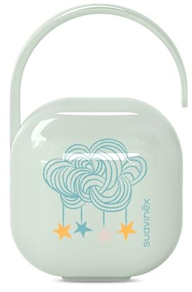 Suavinex, Boîte à Tétine avec Capacité pour 2 Sucettes. Pochette pour Sucettes, Boîte à Sucette avec Anse Flexible, Étui Sucette, pour Bébés +0 Mois, Dreams Bleu