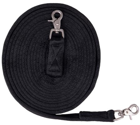 ARBO-INOX Langzügel Pferd Verschiedene Längen schwarz Polyester Bodenarbeit (8 Meter, SCHWARZ)