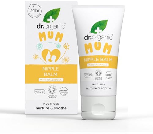 Dr Organic Brustwarzenbalsam mit Calendula, Lanolin, Natürliche Linderung, Bei wunden & rissigen Brustwarzen, Stillend, Beruhigend, Vegan, Tierversuchsfrei, Paraben- & SLS-frei, Biozertifiziert, 30ml