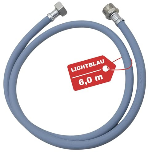 LICHTBLAU Rallonge de tuyau d'arrivée d'eau avec filetage métallique I 6,0 m I raccordement machine à laver lave-vaisselle I 3/4 Iutilisable universellement indépendamment du fabricant