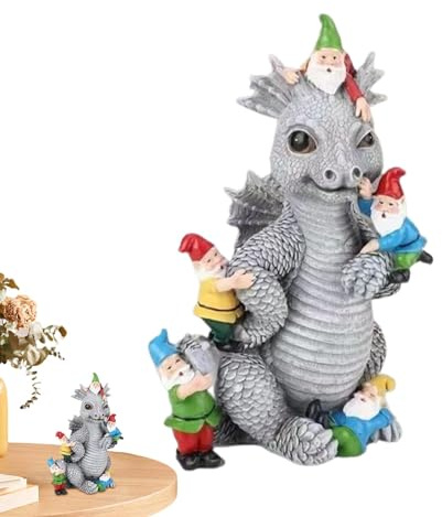 Ruwshuuk Estatuas de gnomo de dragón,Estatua de dragón al Aire Libre | Estatuas de Resina de dragón Figuras de jardín de Animales | Estatua al Aire Libre, decoración de jardín de gnomo, Decoraciones