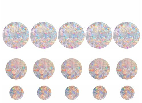 Rongxze 15 Stück Prisma Fensteraufkleber, Vogel Anti Kollisions Fenster Aufkleber, Prisma Fensteraufkleber Kreis für Selbstklebend Regenbogen Fensterfolie, Vogelschutz für Glasscheiben Unsichtbar