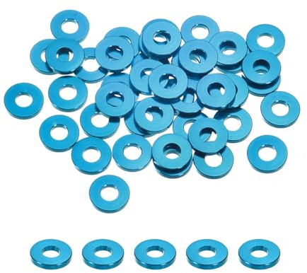 QUARKZMAN 30 Pièces Rondelles Metal M5, Rondelles Plates M5 x 12 mm, Rondelle en Alliage d'Aluminium, Épaississement, pour Vis et écrous, gonds de Porte, Pièces de Modèles Rc, Bleu Clair