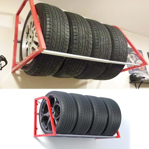 CMYUN Reifenregal Wandhalterung Reifenständer Verstellbar, Garagenwerkstatt Reifen-Organizer-Racks/Reifenlagerregal, Multi-Reifen-Display-Halter für Auto, Motorrad