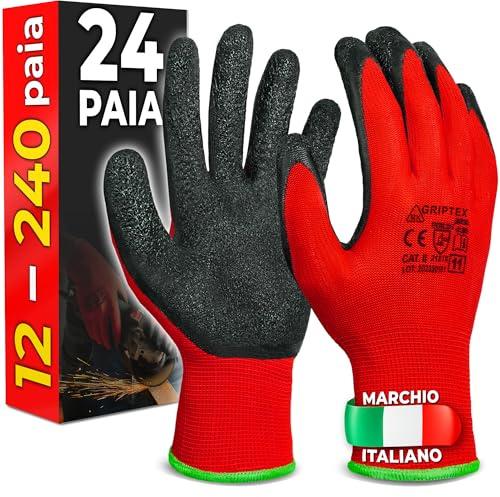 MK-Glove Abriebfest Arbeitshandschuhe Herren (24 Paar) - Größe 10-XL | Gartenhandschuhe und Montagehandschuhe mit Latexbeschichtung, Werkstatt Schutzhandschuhe Mechaniker Handschuhe