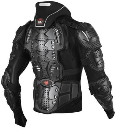 Baymate Cuerpo de Motocross con Almohadilla Transpirable Piezas de Protección de Moto Rodillera Equipo de Protección Armadura de Motocicleta (Set 3-Negro,L)