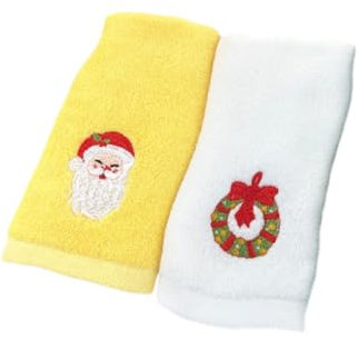 COLLBATH 2stücke Weihnachtsgesichtshandtuch Kreative Geschenkeset Mit Buntem Cartoon-Muster Für Festlichen Gebrauch Und Saugfähig