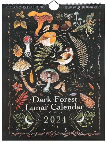 Calendrier 2024 De La Forêt Sombre,Calendrier Mural Forêt Sombre - Décor Mural Du Calendrier De La Forêt Sombre 2024 | Calendriers Muraux Colorés À Suspendre Pour Noël, Nouvel An, Pâques