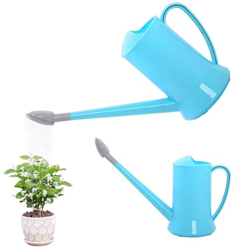 2 Litre Long Spout Plastic Detachable Sprinkler Plant Watering Can Lightweight Water Spray Bottle for Indoor Outdoor Garden Home Flower Bonsai Plant (Blue A)