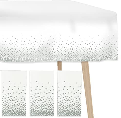 3 pezzi tavolo in argentata, 137 x 274 cm, tovaglia usa e getta, tovaglia rettangolare, in plastica, argentata, per matrimoni, compleanni, vacanze, feste, eventi, decorazioni