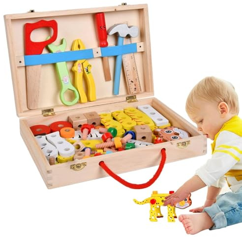 Kit d'outils de travail pour enfants, jouets de réparation – Réparation d'outils de travail de créativité, boîte à outils réaliste, jeu de construction pour Pâques, anniversaire, fête des enfants