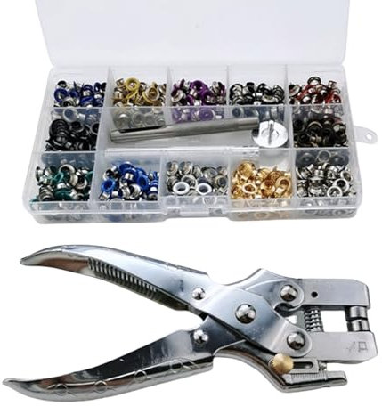 Uitndvyte Set di pinze per occhielli in metallo con strumenti di installazione, diametro interno di 5 mm, 700 pezzi, 12 colori