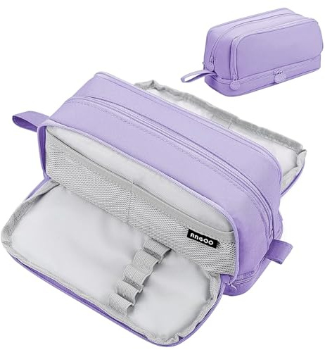 AYNKH Estuche Escolar con 4 Compartimentos, Estuche de Gran Capacidad para niñas y niños, artículos de papelería portátiles para Estudiantes, Mujeres y Hombres, Morado