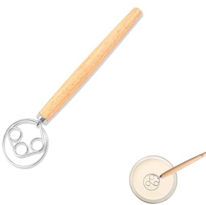 Frusta danese per impasto professionale in acciaio inox, frusta per impasto danese come accessorio per la cottura del pane, frusta per impasto con manico in legno 33 cm Danish Whisk impastatrice per