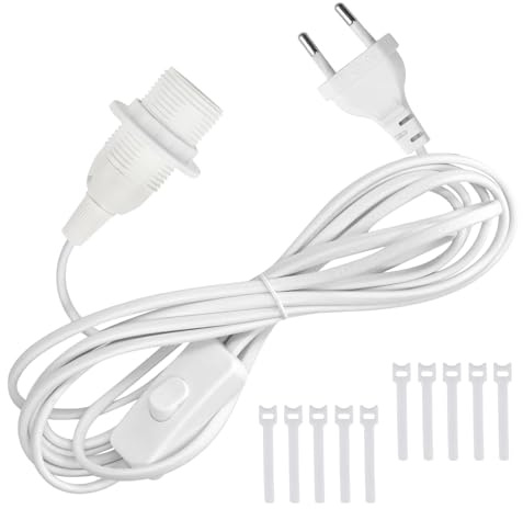 TXErfolg Lampenfassung E14 mit Schalter und Stecker Weiß E14 Fassung