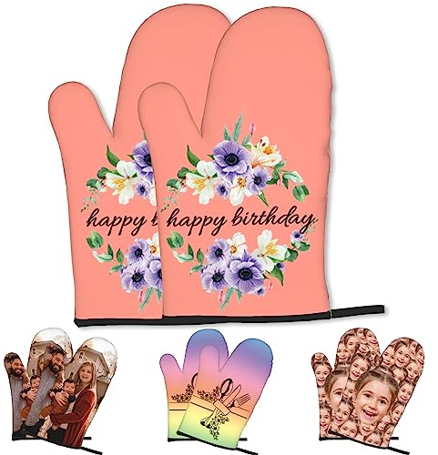 Benutzerdefinierte Ofenhandschuhe mit Namen und Foto personalisiert Hitze und rutschfest Ofenhandschuhe für Küche Kochen Backen und Grillen