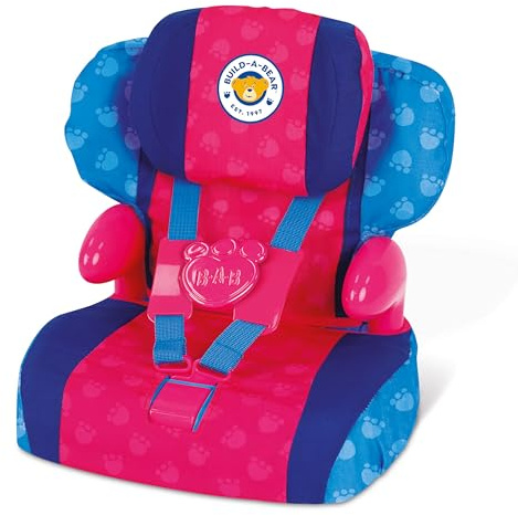 Casdon Build-A-Bear Workshop Furry Friend Toy Car Booster Seat | For Kids Aged 3+ | Use at Home or in Car | Adjustable Headrest & Seatbelt Lock | Fits Cuddly Toys | Bear Not Included