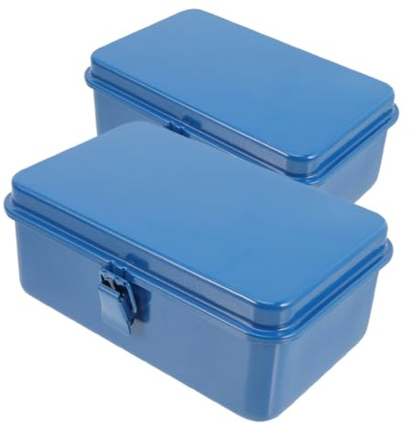 ULTECHNOVO 2pièces Caisse à Outils Métal Portable Robuste Et Empilable avec Poignée Verrouillable pour Rangement Outils Garage Et Usage Domestique