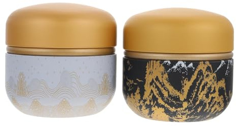 Mobestech Boîte Ronde en Fer pour Thé, Lot de 2, Style Japonerie, Métal | Boite Ronde, Rangement Hermétique Anti-poussière, pour Bonbons et Fruits Secs, Usage Maison