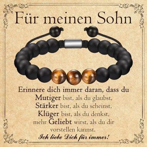 PDTU Geschenke für Jungen, Armband An Meinen Sohn Bruder Enkel Neffen, Geschenk für Jungs Junge Teenager Kinder zum Geburtstag Kommunion Abschluss Einschulung Weihnachten