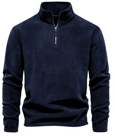 Btmpmcs Maglioni Uomo Invernali Collo Alto con Zip 1/4 Pullover Giacca in Maglia Termico Felpa in Pile a Maniche Lunghe Maglione da Lavoro Classico Solido Basic Sweater Leggero Classico Sweat