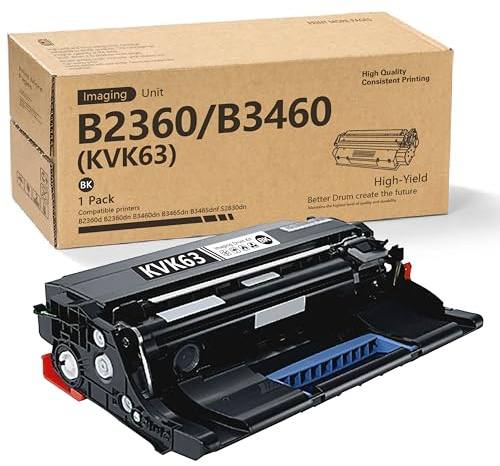 B2360 KVK63 Drum Unit 1-Pack Replacement for Dell KVK63 Drum use with B2360d B2360dn B3460dn B3465dn B3465dnf S2830dn Printers (1Black)