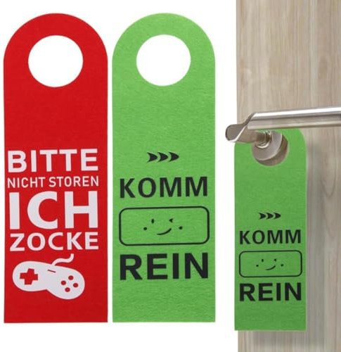 OUDQFCJ 2 Stück Türanhänger aus Filz, Bitte Nicht stören, ich zocke oder komm rein, Gamer Geschenk, Gamer Zimmer Deko, Teenager Jungen Geschenk, Coole Sachen für Jungs (Grau)