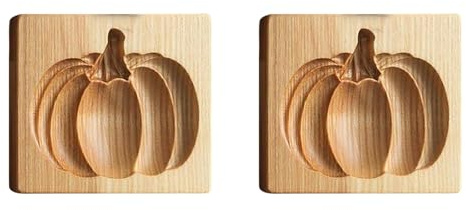 2 Stück Holz-Keksformen Plätzchenformen Cookie Cutter Keksformen Prägeform Backformen DIY Keks Pressstempel Formen Backformen Deko Hochzeit, Party, Halloween, Weihnachten (Kürbis)