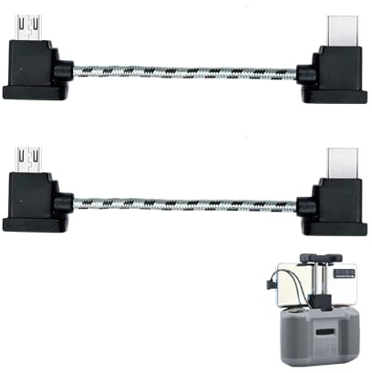 Vulcyxa 2 Pezzi Cavo Telecomando DJI USB C a Micro USB 15cm Nylon Compatibile con DJI Mini SE Mavic Mini Air Spark Mavic 2 Pro, Cavetto Comando USBC per Controller Drone Smartphone Tablet
