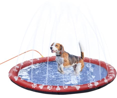 Durable Outdoor Pet Splash Sprinkler Pad for Dogs - Non-Slip Cooling Play Mat with Inward Water Spray Design