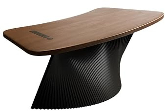 SOBOLON Schreibtisch fürs Schlafzimmer Single Boss Büro-Werkbank, Gebogener, einfacher Business-Studiertisch aus Massivholz, Schwarze Tischbeine, Moderne Möbel Gaming-Schreibtisch(160x80x75cm)