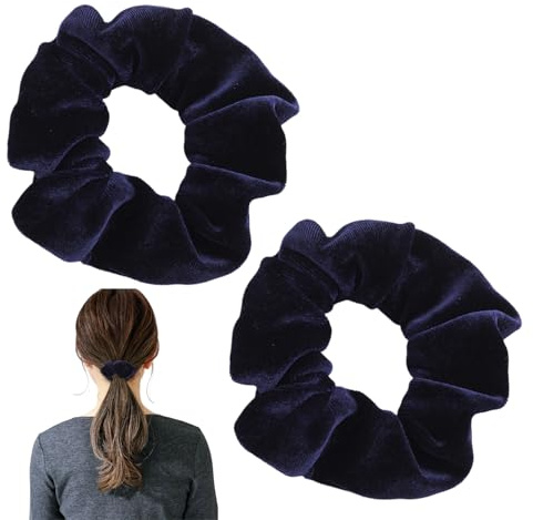 2 Stück Scrunchies Haargummi Damen,Haargummi Marineblau,Haar Dickes Scrunchie Haarband Elastisch,scrunchies Samt,haargummi Groß,Weich Haarschmuck,Elastische Stirnband für Afro Lockiges,Pferdeschwanz